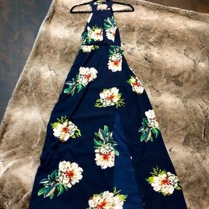 Navy blue floral maxi dress